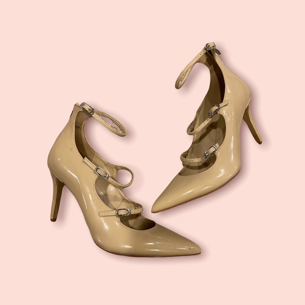 Marc Fisher Pointed Toe Strappy Nude Heels